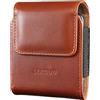 LENSUN Cover vera pelle per Samsung Galaxy Z Flip 6, 5, 4, 3,Motorola Razr 5G Chiusura Magnetica Custodia Cellulare Clip da Cintura e Gancio-Marrone scuro
