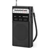 Padwa Lifestyle Piccole Radio AM/FM, Mini Radio con Funzione MP3 e Presa per Cuffie, Radio Portatili con Batteria Ricaricabile Integrata, Radio con Clip, Cordino e Funzione Luce.（Nero）