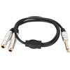 Tonysa Cavo Sdoppiatore Stereo a Y da 1/4 di Pollice, Spina Mono Maschio da 6,35 Mm a Doppio Jack Femmina da 6,35 Mm, DivideStereo in Due Stereo, Spina Mono Maschio da 6,35 Mm a Doppio