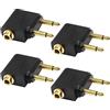 MEIRIYFA Airplane Flight Cuffie Adattatore, Dual 3.5mm Maschio a 3.5mm Femminile Airline Aereo Cuffie Adattatore Placcato Oro - 4Pack