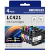 SHUOLEI LC421 LC-421 Cartucce compatibili con Brother LC421 LC421XL Cartucce d'inchiostro Multipack per DCP-J1050DW, DCP-J1140DW, MFC-J1010DW,DCP-J1800DW (4 Pack, Nero Ciano Magenta Giallo )