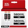 KEENKLE 580XXL PGBK Cartucce compatibili con Canon PGI 580 XXL Nero per Pixma TS705 TS705a TS6350 TS6350a TS8350 TS8150 TS6351a TS6300 TR8550 TS9550 TS6150 TS6250 TR850 00 (2) cartucce
