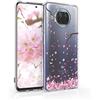 kwmobile Custodia Compatibile con Xiaomi Mi 10T Lite - Cover Silicone TPU - Protezione Back Case - Pioggia di petali rosa/marrone scuro/trasparente