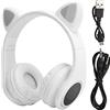 Yunseity Cuffie Bluetooth per Bambini Cat Ear con Microfono, Cuffie per Bambini Illuminate a LED, Supporto per Scheda TF, Cuffie Pieghevoli per Bambini Sopra L'orecchio per Ragazze Ragazzi Adulti(bianco)