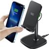 INIU Caricatore Wireless Phone Stand, 15W Certificato Qi Ricarica Rapida di Adujstable Wireless Charger Holder Indicatore Adattivo Supporto per iPhone 15 14 13 12 11 Samsung Galaxy Xiaomi Google LG