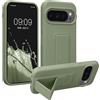 kwmobile 1x Custodia Compatibile con Google Pixel 10 / Pixel 10 PRO - Cover Supporto Dita - Back Case per Smartphone - Protezione Gommata Verde Grigio
