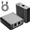 GINTOOYUN Splitter Ethernet RJ45 nero da 1 a 2 uscite, 1000 Mbps, ad alta velocità, splitter di rete, distributore Internet, con cavo di alimentazione USB, per cavi Cat5/5e/6/7/8 (nero)
