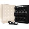 CTYOUNG Caricatore per batterie ricaricabili a bottone con 8 slot di ricarica per batterie a bottone 3,6 V LIR2032/2032H/2450/2440/2430/2025/2016/1632 (batterie non incluse)