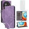 IUQXU Cover per Nubia Focus 5G/ZTE Blade A75 5G Libro con Pellicola Vetro Temperato [Blocco RFID] Antiurto Supporto Custodia in Pelle Portafoglio per ZTE Blade A 75 Nubia Focus5G Viola
