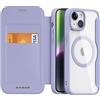 DUX DUCIS Cover Magnetica per iPhone 15 Custodia Compatibile con MagSafe, Retro Antigraffio Trasparente Pelle Flip Case con Slot per iPhone 15 Cover (6,1 Pollici, Viola)