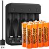 MXJFYY Confezione da 8 batterie Ni-Zn AA ricaricabili 1,6 V 2800 mAh per fotocamere digitali, giocattoli, telecomandi, batteria NiZn doppia A per torcia Gamepad, rasoio con caricabatterie intelligente