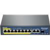 Davuaz Switch Gigabit PoE con 8 porte POE+, 2 porte uplink Gigabit e 1 porta SFP, conforme a IEEE802.3af/at, fino a 120 W, design in metallo, switch Power over Ethernet non gestito