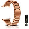 CeiBand Cinturino per Apple Watch 46mm Series 11/10/44mm/45mm/49mm, Uomini Donne Acciaio Cintura Inossidabile Cinturin di Ricambio Braccialetto per Apple Watch 38mm/40mm/41mm/42mm - Oro Rosa