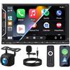 SIXWIN Autoradio 2 DIN,con Wireless CarPlay e Android Auto senza fili, 7 Pollici Stereo Auto con Bluetooth/Mirror Link/FM/AUX/TF/SWC+Telecamera Posteriore+Telecomando