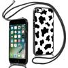 Knrlqim Cover con Cordino per iPhone 16e 6,1 Trasparente Aesthetic Mucca da latte Ragazze Donne Custodia con Corda Tracolla Laccio Collana Silicone TPU Antiurto Protettiva Case, Nero