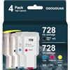 OGOUGUAN Cartuccia d'inchiostro 728 300ML compatibile con HP DesignJet T730 e T830 e testina di stampa HP 729 DesignJet (4-Pack)