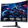 KOORUI Monitor da Gaming Curvo 27 Pollici 180Hz, 1ms, 1920x1080 FHD, 1500R, Adaptive-Sync, HDR10, VESA, cavi DP e HDMI inclusi