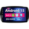 BXLIYER SXAUTO Android 15 IPS Autoradio Per Benz Smart 453 Fortwo (2014-2020) - 2G+64G - Senza fili Carplay & Android Auto - GRATUITI Telecamera - DAB Fast-boot Volante DSP WIFI Bluetooth EQ - 2 Din 9 Pollici