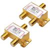 Cable Matters Confezione da 2 Splitter bidirezionale a 2 vie di per cavo coassiale da 2,4 Ghz per TV STB, antenna e rete MoCA - Passaggio di corrente a tutte le porte