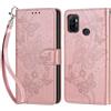 KENHONER Compatibile Cover con Oppo A53s 4G,Premium Pelle PU Portafoglio Flip Libro Custodia Cover per Oppo A11S [Protezione Completa] (Oro rosa Farfalla)