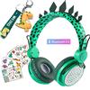 SVYHUOK Dinosauri Cuffie Bluetooth Bambini con Luci a LED, 85dB Volume Limitato Cuffie Wireless Bluetooth Bambini,Headphones Bambino Over Ear con Microfono per PC/IPad/Studio/Viaggio Compleanno Xmas Regali