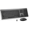 iClever Set tastiera senza fili, tastiera wireless ricaricabile con mouse, tastiera ultra sottile silenziosa per PC/laptop, layout QWERTZ, grigio