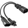 CERRXIAN 1FT C14 a C5 + EURO Y Cavo di Alimentazione Splitter, IEC 320 C14 Maschio a C5 + EURO Femmina Cavo di Conversione AC, Adatto per Computer, Proiettore, Scanner, Stampante, Ecc