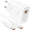 iMangoo 80W per Super-charge Caricabatterie USB C per Honor Magic8 Pro 7Pro 6Pro 400/200 Lite X6b X8c 200 Smart,2 Porte USB C Adattatore di alimentazione 6A Cavo USB-C 1m per Honor 200/400 Pro Pad 9 X8a X9a