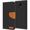 Verco Galaxy J5 (2017) Custodia per Cellulare, Caso Tessuto per Samsung Galaxy J5 Cover Tessilo Portafoglio Case, Nero