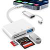 Dalimee Lettore di schede SD USB C Lightning per iPhone, Apple MFi Certified, 3 in 1 SD Card Reader con SD, TF e USB A, plug and play, lettore di schede per iPhone15/16/17/iPad/MacBook/laptop