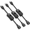 HATMINI 3 cavi di prolunga USB 2.0 per interruttore dati da 5 V, USB maschio a femmina, estensore con interruttore