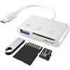 Biglumin Lettore schede SD - Adattatore SD USB C, Lettore memory card, Lettore di schede SD TF USB 3 in 1, Può essere collegato a telefoni cellulari, tablet, fotocamere, ecc.(Bianco)