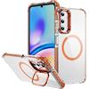 Yarxiawin Custodia per Samsung A05s, Nero Anello Magnetico Compatible con MagSafe per Samsung Galaxy A05 s Cover Trasparente Antiurto Rigido Anti-ingiallimento Case Sottile (Arancione)