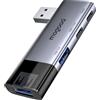 MOGOOD Hub USB 3.0 Multiporta, Adattatore USB-A con 2 Porte USB-A, 1 Porta USB-C, Uscita Ricarica 5V/2A, Trasferimento Dati 5Gbps, Compatibile con Laptop, PC, MacBook, Smartphone e Tablet