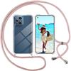 ISOI Cover con Cordino per Oppo Find X3 Pro, Custodia Trasparente con Collana Tracolla Laccio Collo Ultra Sottile Morbido TPU Silicone Antiurto AntiGraffio Antiscivolo Case, Rosa