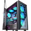 MUSETEX Case per PC ATX, Case ATX con 6 ventole PWM ARGB preinstallate, Case per computer con porta in vetro temperato apribile, Case per PC da gaming mid tower, USB 3.0 x 2, Nero, G07