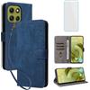 IUQXU Cover per Motorola Moto G86 5G Libro con Pellicola Vetro Temperato [Blocco RFID] Antiurto Supporto Custodia in Pelle Portafoglio per Motorola G 86 MotoG86 Blu
