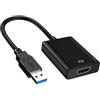JCSJK Adattatore USB a HDMI, USB 3.0 a HDMI 1080p HD per PC Windows 11/10/8/7, proiettore HDTV HD Video Audio Multi Monitor Convertitore