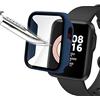 Msm-case blu con Pellicola Protezione Schermo Vetro Temperato per Xiaomi Mi Watch lite, 9H Durezza PC Case,Bumper,Sottile Case Protettiva Completa per Smart Mi Watch lite
