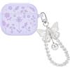 DiyGody Custodia Compatibile con Airpods 3 Generazione con Portachiavi Farfalla, Cover Protettiva con Motivo a Fiori Incisi per Donne, Case in Morbido Silicone Antipolvere AntiGraffio Antiurto, Viola