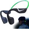 MONODEAL Cuffie conduzione ossea, Open Ear Auricolari Bluetooth 5.3 verdi con luce intelligente, 20 ore di autonomia, IPX7 resistenti al sudore, ideali per corsa e ciclismo