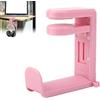 BOXOB Supporto per Cuffie da Scrivania, Pieghevole Clip a C Supporto Cuffie Sotto con Utilizzare Sotto la Scrivania con Maniglia Retrattile per Accessori da Gioco PC (Rosa)