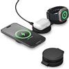 SATECHI OntheGo™ Caricatore Wireless Pieghevole 3 in 1, Stazione di Ricarica Rapida Qi2 15W per Serie iPhone 17 16 15 a 12, 5W per Apple Watch e AirPods, Caricatore a Induzione da Viaggio - Nero