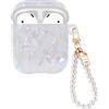 DiyGody Custodia Scintillante in Silicone Compatìbile con AirPods 1&2, Anti-Smarrimento Antiurto Custodia Protettiva con Portachiavi in Perle per Donne & Ragazze [Bianco Scintillante]