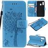 Zchen Cover Samsung Galaxy A40, Custodia Cover Protettiva in Cuoio Flip Libro Portafoglio Resistente Antiurto con Supporto per Samsung Galaxy A40 (Albero-Blu)