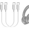 Geekria Cuffie di tipo C, cavo di ricarica corto per auricolari, compatibile con Bose QC45, NC700, NCH700, 700ANC, caricabatterie per auricolari QC, cavo di ricambio da USB-C a USB-C (confezione da 2)