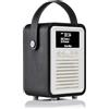 VQ Retro Mini Radio DAB Plus/DAB con Cassa Bluetooth, FM e Radio Sveglia Funzione - Alimentata da Rete e Batteria Radio Portatile Vintage con Antenna, Presa Cuffie e Porta di Ricarica USB - Nero