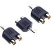 Keple Adattatore da 3,5 mm Stereo Maschio a 2 RCA Femmina per Computer Portatile, Connettore Smartphone ad Amplificatore, Jack per Cuffie AUX-IN TRS a 2X RCA Phono, Convertitore Audio Splitter Y (3 pacchi)