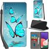 PHINIENLAND Cover per Samsung Galaxy A22 5G Case PU Pelle Custodia [Kickstand] [Chiusura magnetica] [Slot per Schede], Portafoglio Flip Custodia per Samsung A22 5G,Farfalla verde