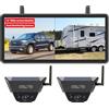 AUTO-VOX Telecamera di sostegno solare wireless per camper e rimorchi, senza installazione, monitor HD 1080P da 7,2 pollici, sistema a doppia fotocamera, forte telecamera posteriore magnetica antigraffio per